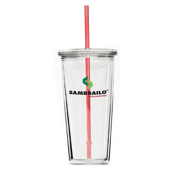 24 oz. Travel Double Wall Acrylic Cup w/ lid and straw