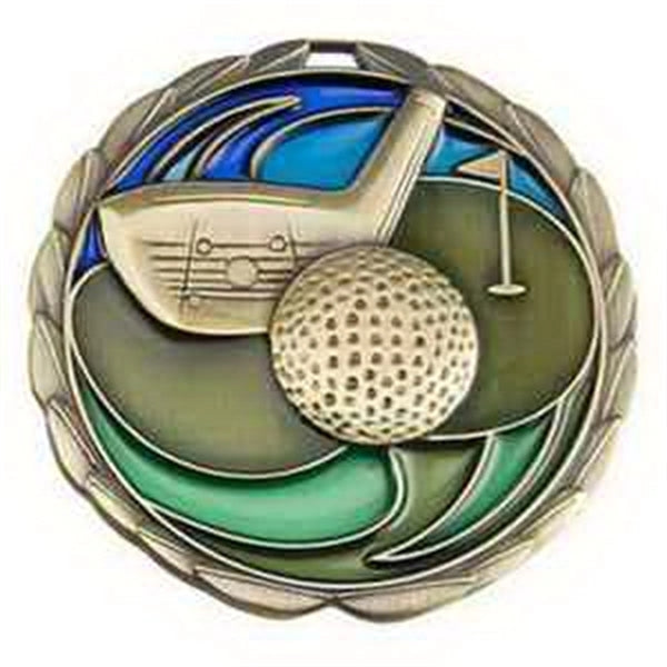 2 1/2" Golf Color Epoxy Medal