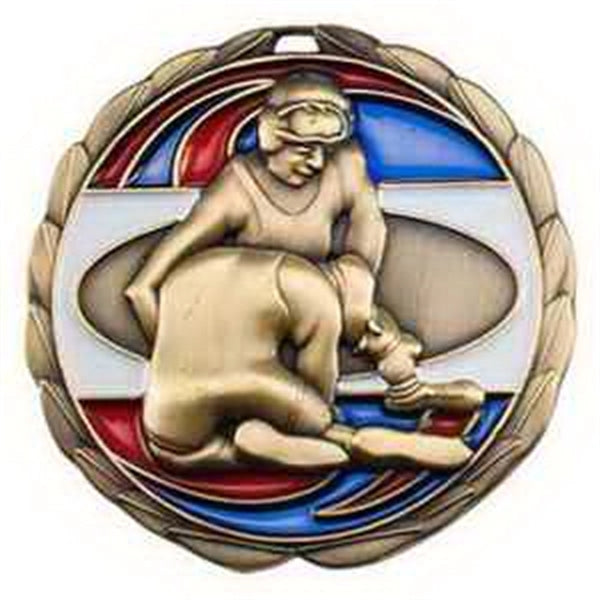 2 1/2" Wrestling Color Epoxy Medal