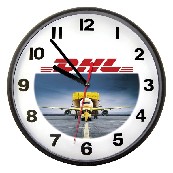 10" Black Wall Clock Full Color Imprint