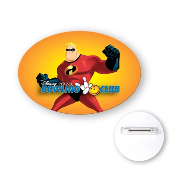 Oval Shape Full Color Poly Button 1 1/2" x 2 1/4"