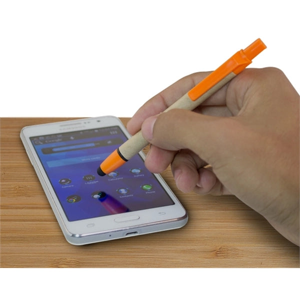 Eco Friendly Recycled Paper Ballpoint Pen W/ Stylus