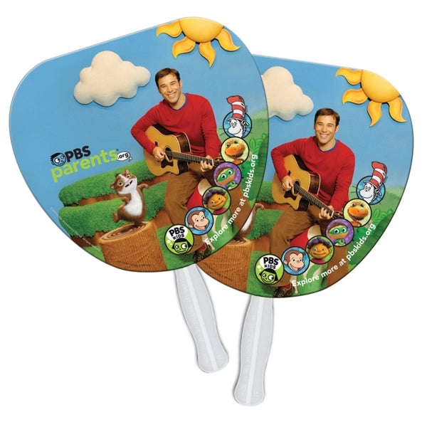 Palm Leaf Auction Sandwiched Hand Fan Full Color
