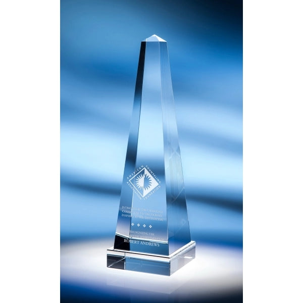 Obelisk Optic Crystal Award with Base - Medium