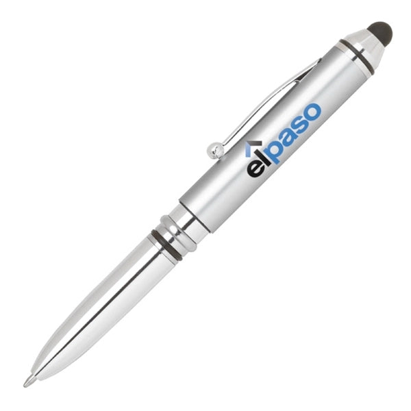 Plastic 3 in 1 stylus pen with L.E.D. flashlight