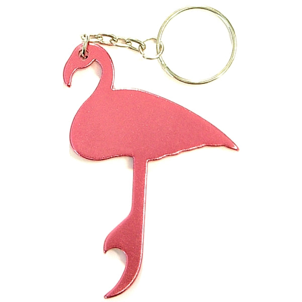 Flamingo shape bottle opener keychain