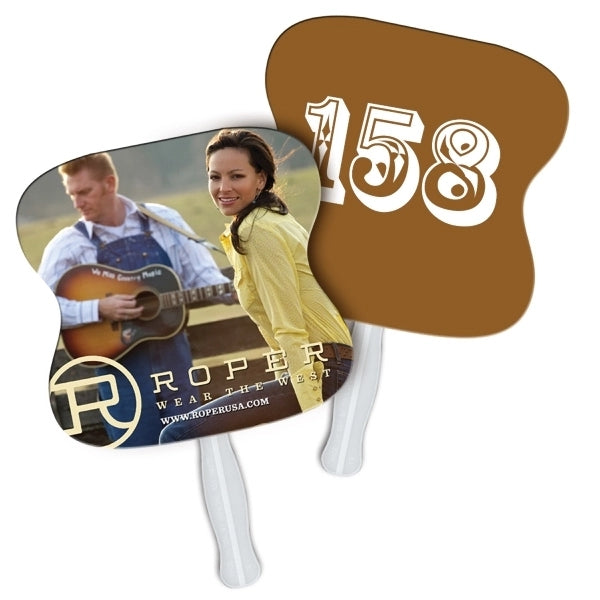 Hourglass Auction Sandwiched Hand Fan Full Color