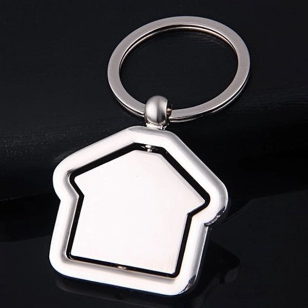 Premium House Shaped Metal Keychain - Rotating Center