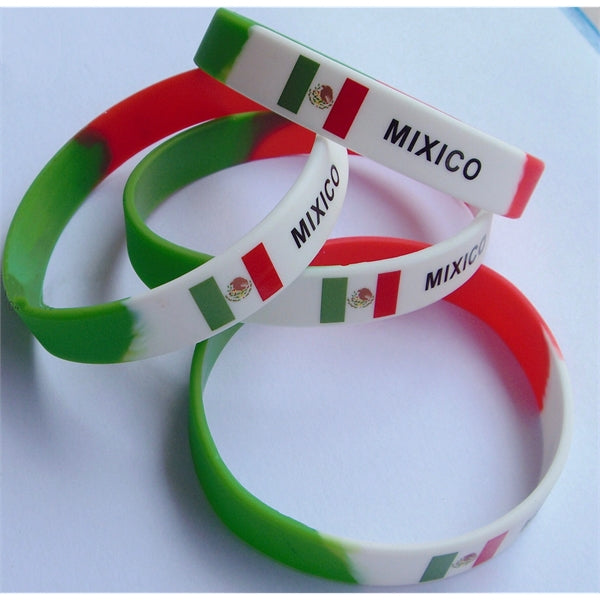 Multi-Color Segmented Silicone Bracelet /Screen Printed Logo