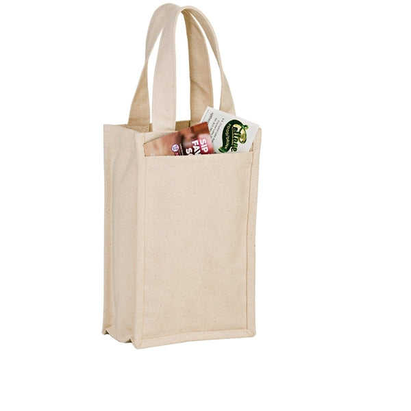 Heavyweight Cotton 2 Bottle Wine Tote - 14 oz - Full Color