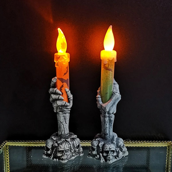 Halloween Skull Candle Holder Light