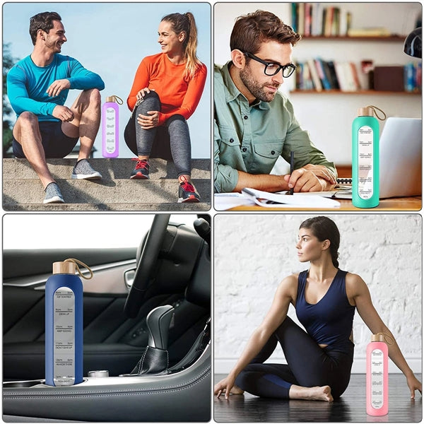 32oz Glass Water Bottle with Time Marker