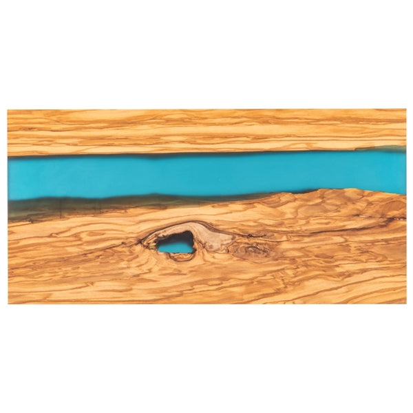 Long Olive Wood & Blue Resin Serving Cutting Board