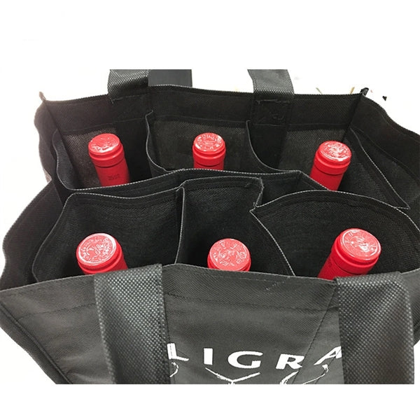Non-Woven Polypropylene 6-Bottle Wine Tote Bag