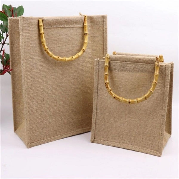 Jute Bag With Bamboo Handle
