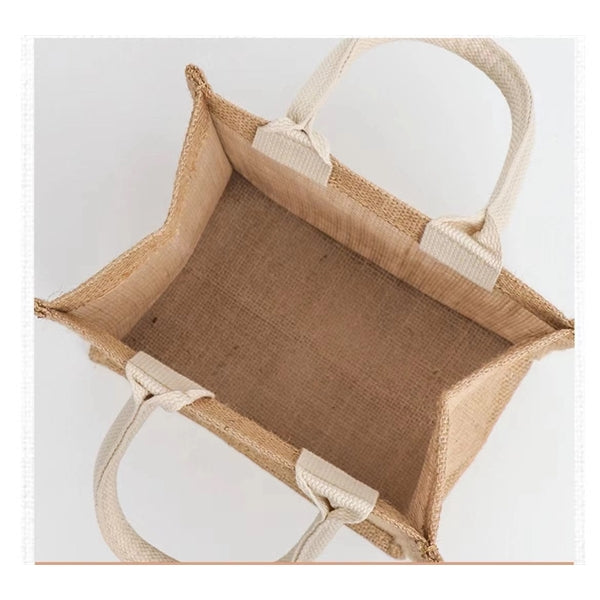 Large Burlap Jute Tote Bag with Handles