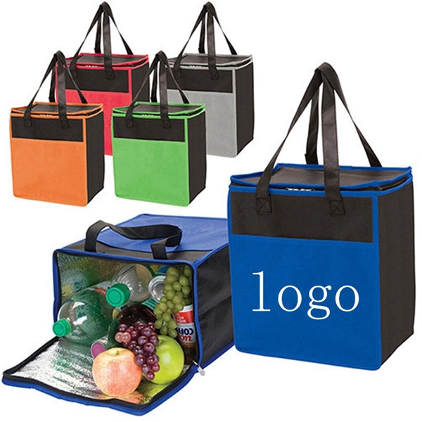 Two-Tone Insulated Lunch Bag Non-Woven Grocery Tote
