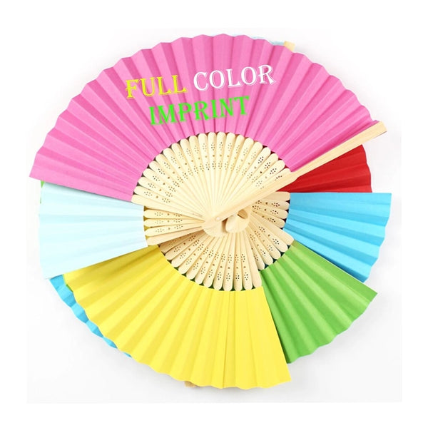 Double Side Printed Foldable Paper Bamboo Fan