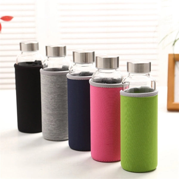 16oz Glass Water Bottles With Stainless Steel Lids