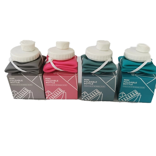 Geometric Embossed Collapsible Silicone Bottle with Carry St