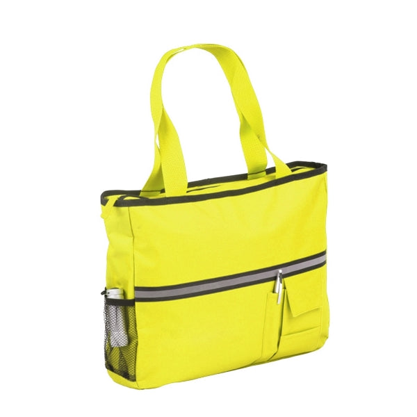 Zippered Canvas Tote With Reflective Strip