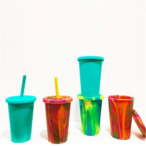Colorful Silicone Unbreakable Wine Glasses Stemless Cup