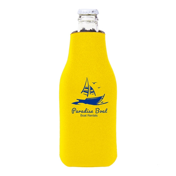 Zipper Beer Bottle Cooler (2 Color Imprint)