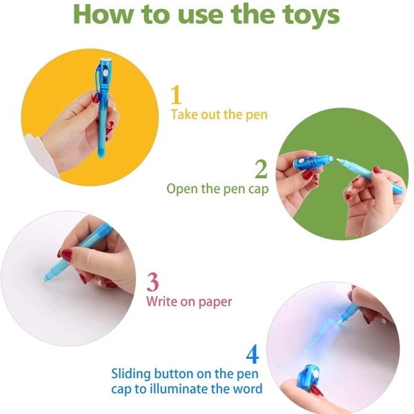 Secrect Invisible Ink Pen with UV Light