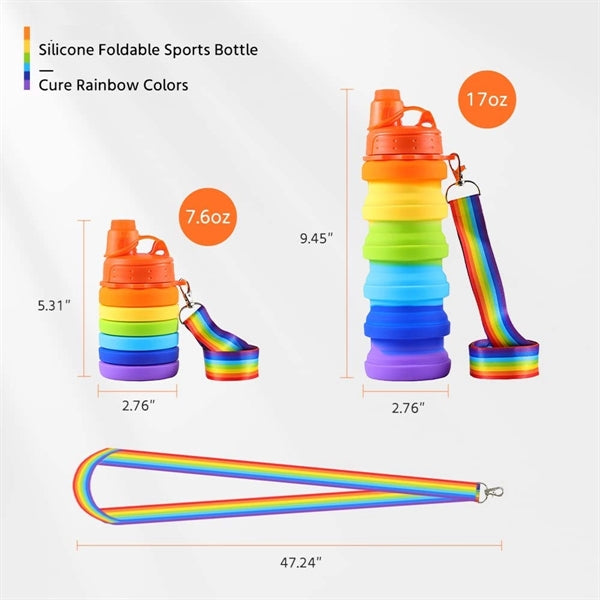Portable Rainbow Silicone Water Bottle