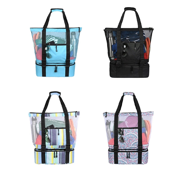 Mesh Beach Bag Tote with Detachable Insulated Cooler