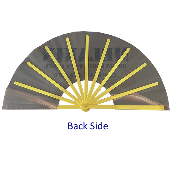 One Side Big Size 13" Plastic Frame Fabric Kung Fu Clack Fan