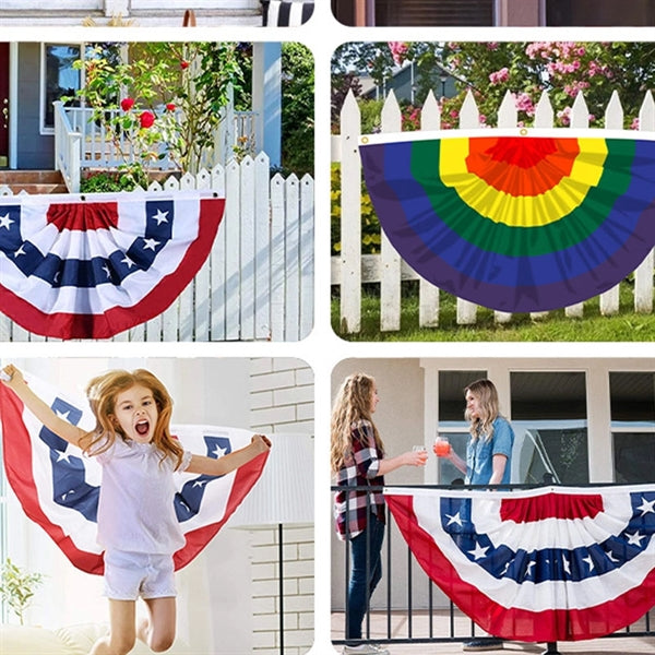 Independence Day American US Pleated Fan Flag