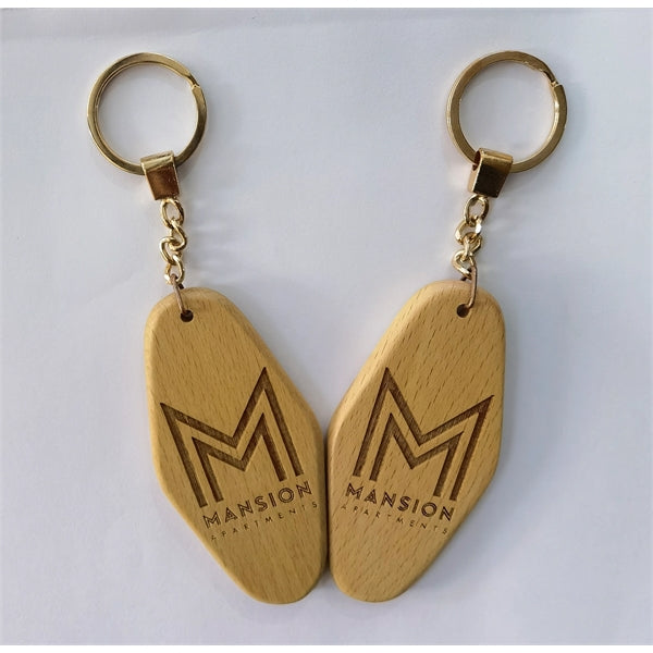 Wood Hotel Keychain Motel Key Tag