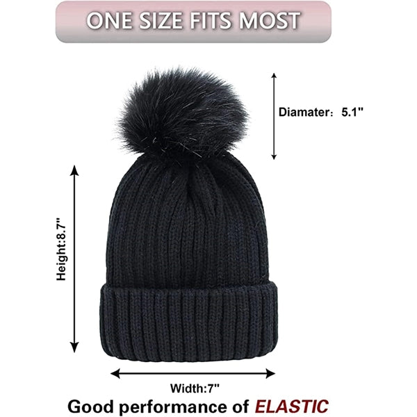 4 Pieces Women Winter Knitted Pom Cap and Glove Set