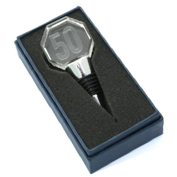 3D Engraved Crystal Wine Stopper - Octagon