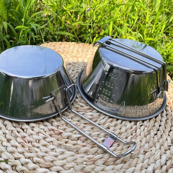 Outdoor stainless steel folding bowl