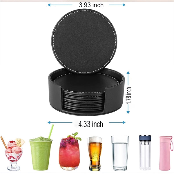 Leather Drink Coasters Round Cup Mat
