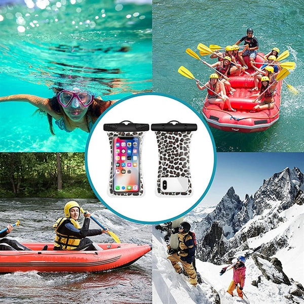 Floating Airbag Waterproof Phone Pouch IPX8 Leopard Dry Bags