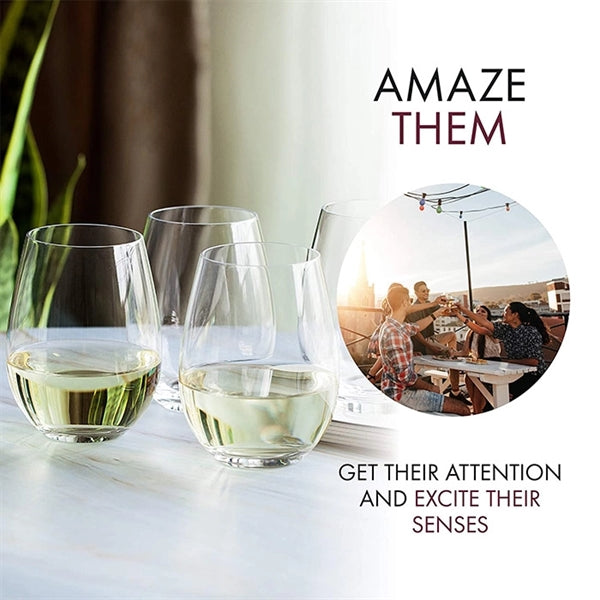Printed12oz Stemless White Red Wine Glass