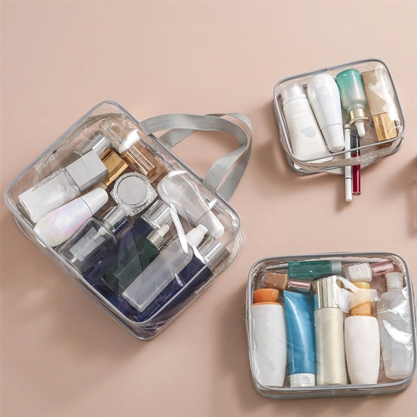 3Pcs Crystal Clear Cosmetic Bag Set
