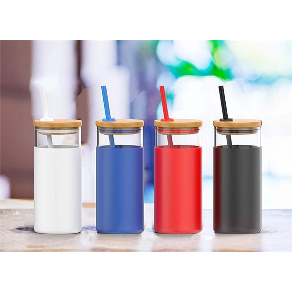 17 Oz Glass Tumbler with Straw