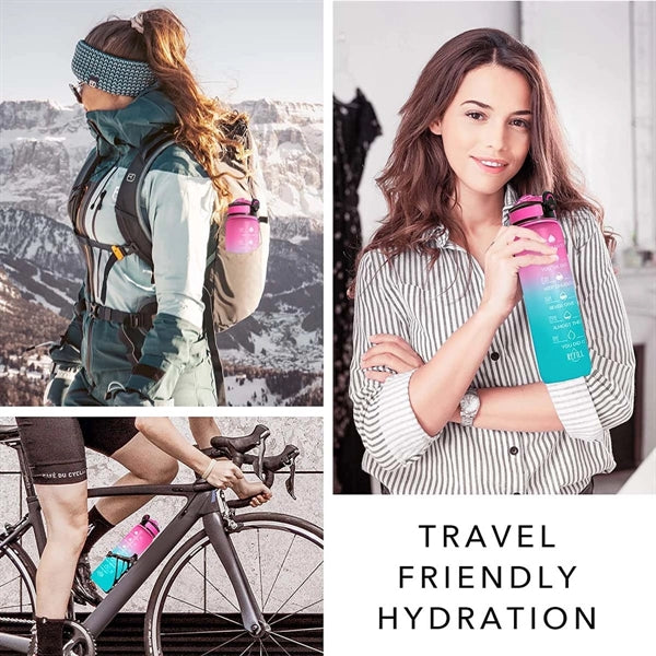 32oz Motivational Sports Water Bottle with Time Marker