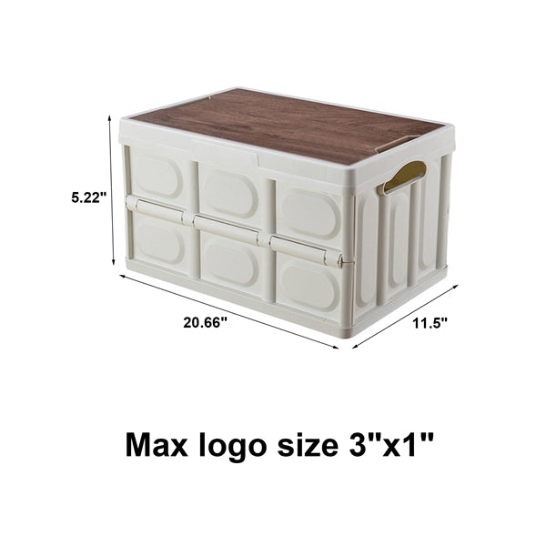 56L Outdoor Camping Storage Bins with Wood Lid