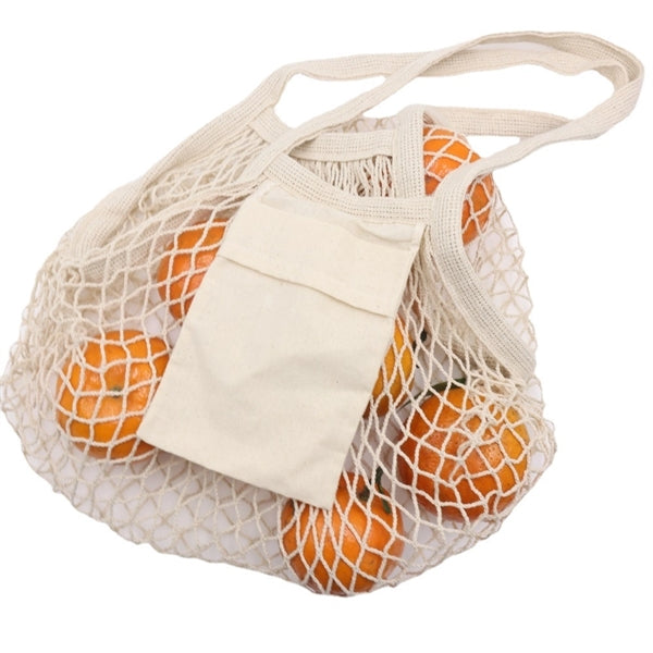 Cotton Market Mesh Tote Bag w/Interior Pocket