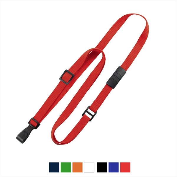 3/8" Flat Adjustable Breakaway Lanyard (Plastic J-Hook)