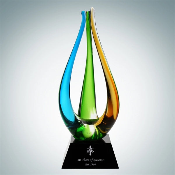 Art Glass The Tripod Award with Black Crystal Base