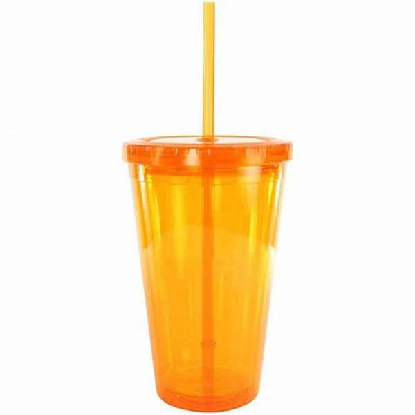 16 Oz. Acrylic Double Wall Drink Cup with Straw