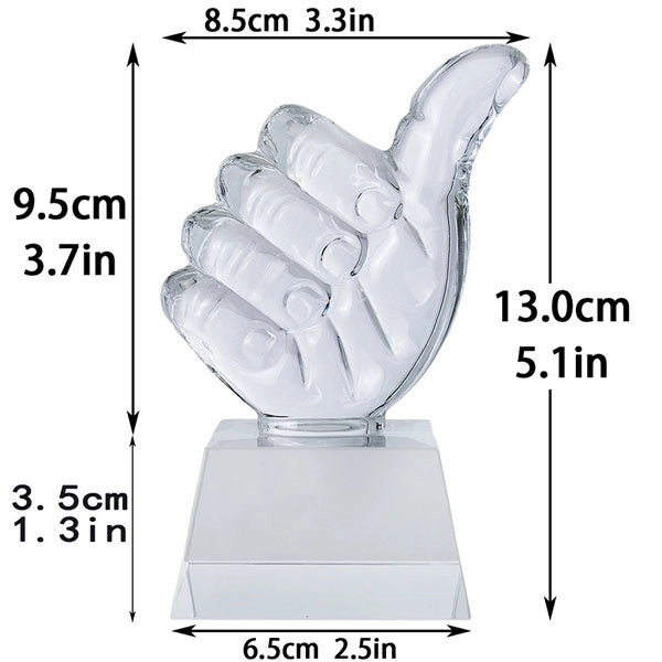 Engraved Crystal Thumbs Up Trophy