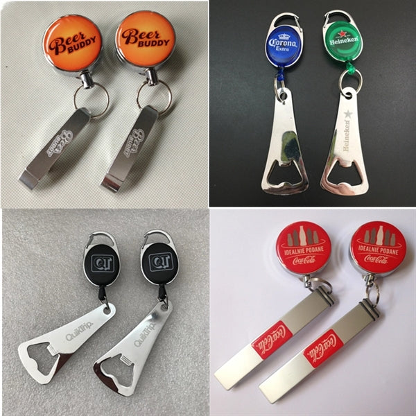 Retractable key chain and bottle opener