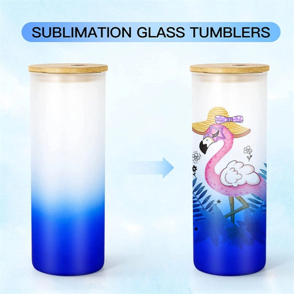 25Oz Gradient Frosted Mason Cup With Straw